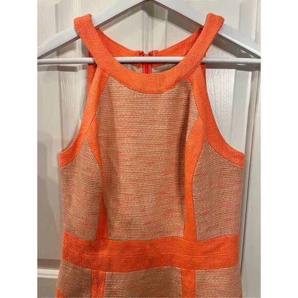 Milly of New York Orange & Tan Tweed Halter Style Dress sz 4 EUC - Picture 2 of 9